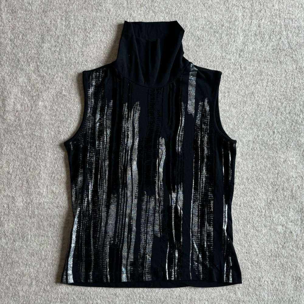 Street one black and metallic silver print turtle neck
